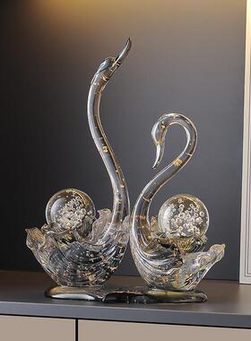 轻奢渐层天鹅摆件客厅玄关酒柜装饰品乔迁新居礼物送朋友闺蜜结婚