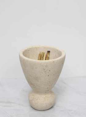 北欧简约大理石洞石香薰蜡烛杯晶石容器焚香炉客厅电视柜家居摆件