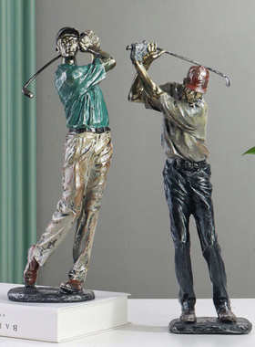 厂货直供高尔夫运动人摆件客厅办公室电视柜装饰树脂工艺品批发