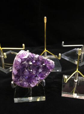 亚克力展示架水晶原石矿标矿石晶簇玉石摆件支架透明底座首饰架