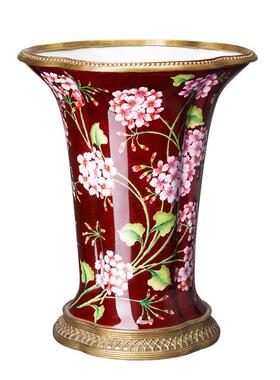 欧式红色陶瓷镶铜装饰储物罐盖坛客厅茶几花瓶纸巾盒卧室摆件