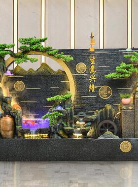 客厅别墅庭院水景水幕墙假山流水喷泉装饰景观造景流水墙背景摆件