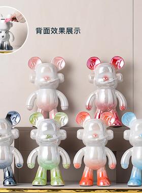 新品30CM陶瓷机械DJ熊网红高档奶油风家居酒柜装饰品摆件厂家