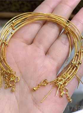 正品s925银古银万能手纯可穿珠子的法针式手链镯手环diy饰品配件