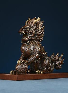 黄铜獬豸瑞兽摆件家居装饰品工艺品客厅门厅开业礼品摆设