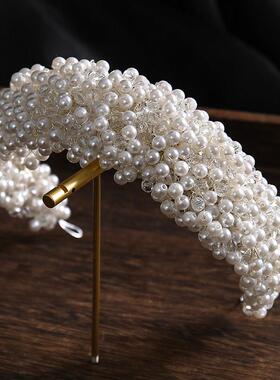 Crystal Pearl Hair Band And Women Catwalk Exaggerated party