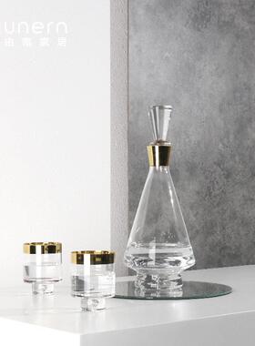 新中式创意透明玻璃酒具摆件样板间醒酒器吧台软装饰品售楼处摆设