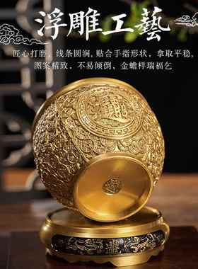 金钱缸黄铜米缸聚宝盆办公室黄铜制品进宝缸装饰工艺品摆件铜艺