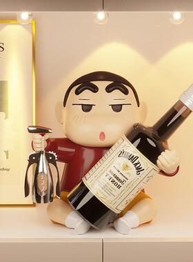 2024新款蜡笔小新轻奢高档高端大气客厅酒柜红酒架托 托软装饰品