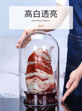 玻璃罩展示盒永生花点翠凤冠工艺品手办摆件防尘罩圆形蛋糕展示柜