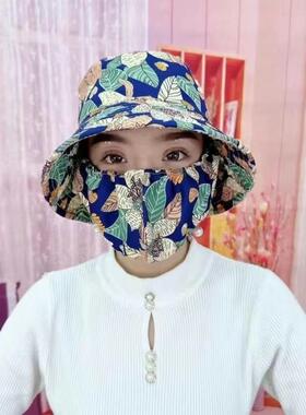 夏季棉小碎花防晒下地干活帽子