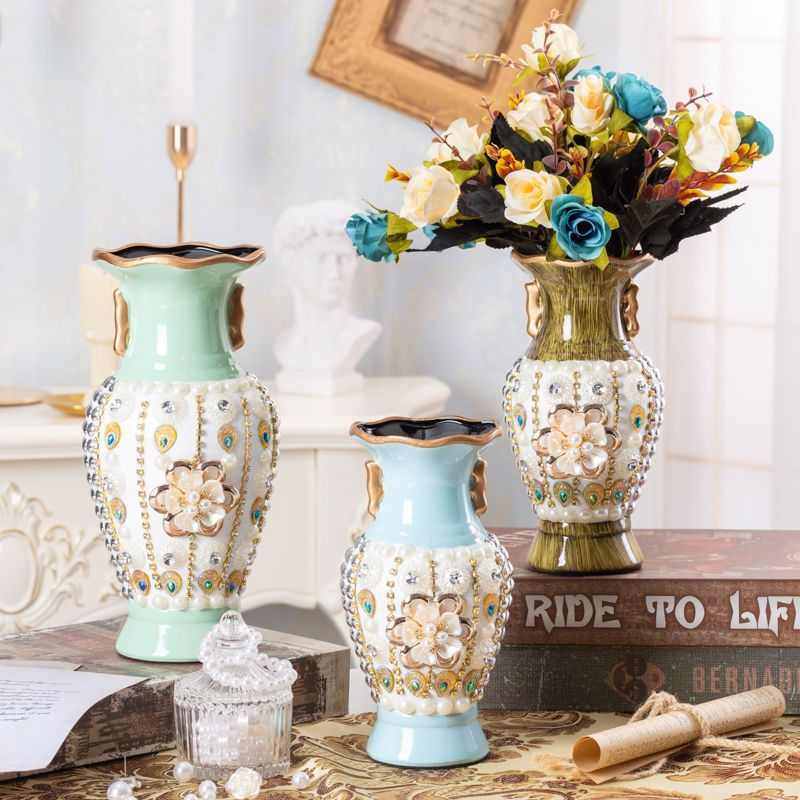 欧式创意陶瓷花瓶花插干花花家居客厅电视柜装饰品摆件木纹黄,淘宝优惠券,粉丝福利购,淘宝优惠卷