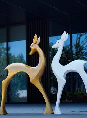 tb-71420户外抽象几鹿雕塑别大摆件景区墅售楼部何草坪园物林景观
