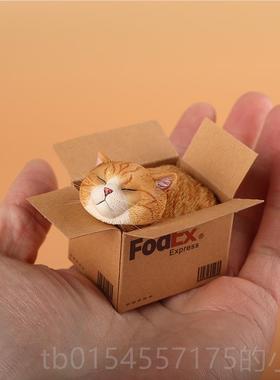 正品快递猫可爱创意汽蓝摆件车载桌面装饰车品橘猫猫公手办生日仔