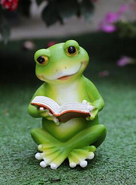 庭院树脂摆件 客厅桌面书柜工艺品 卡通可爱兔子动物雕塑阳台摆设