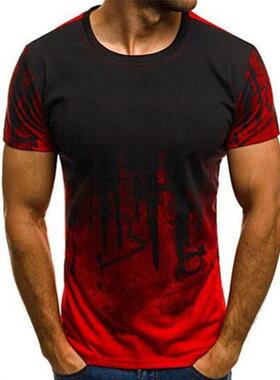 Men's Casual Regular Fit Simple Line Print T-Shirt, Fashion