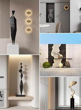 可定制玻璃纤维创意抽象人物雕塑艺术样品屋展示中心样板间玄关大