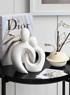 现代意式极简艺术陶瓷人物情侣婚房装饰品摆件高级感家居软装摆设