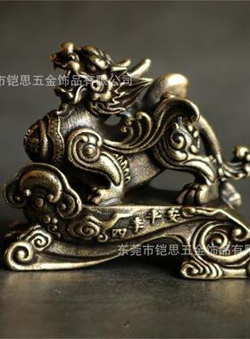 实心纯黄铜办公桌面一对貔貅小摆件古铜茶宠饰品工艺品礼品手把件