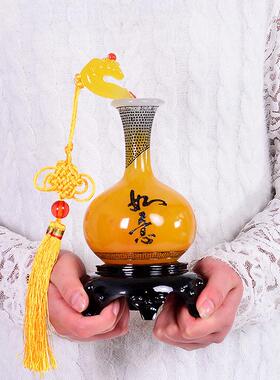 高档树脂艺工件品花平安玉如意瓶摆家居装饰客厅酒柜博古架小摆设