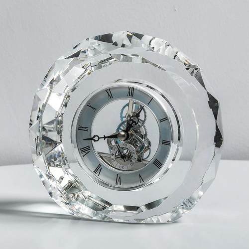 K9水晶钟表座钟客厅现代简约欧式创意时尚办公室装饰摆件 - 图0