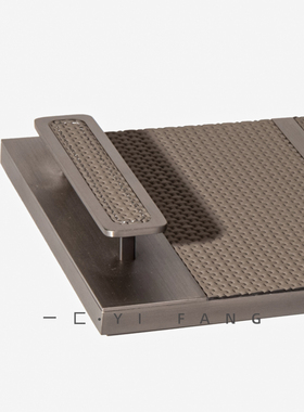 一匚长方形轻奢皮革金属托盘摆件样板间售楼处客厅衣帽间软装饰