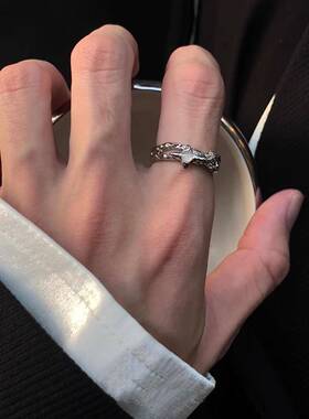 白月光星芒戒指男女潮清冷风小众设计不规则开口可调节戒指