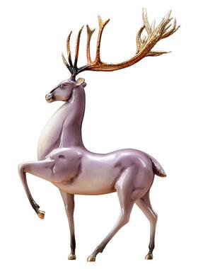 纯铜紫色招财福鹿摆件客厅玄关电视柜软装装饰轻奢礼品