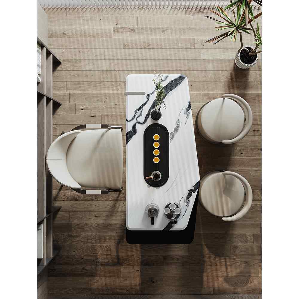 正品意茶桌极轻简奢现高级感奶油式风泡茶桌亚克代力大理石茶台椅 - 图0
