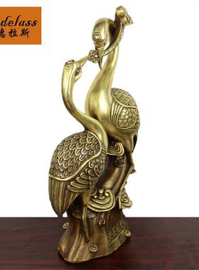 班德拉斯纯铜中式现代如意双鹤天长地久双鹤吉祥装饰天鹅工艺摆件