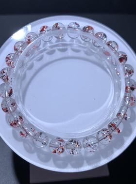 新品天然毒液红黑云母超七手链双色单圈手串时尚珠链珠规格7.3mm