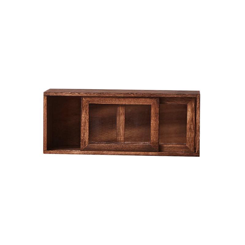 A947 solid wood tea set storage box desktop storage rack storage cabinet sliding door tea cabinet dustproof sliding door tea cup storage cup storage