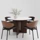 French retro black rock slab round dining table household small apartment mediocre round table solid wood round dining table chair combination