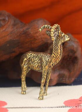 纯黄铜复古招财山羊摆件小山羊铜雕工艺品书桌办公桌装饰摆件