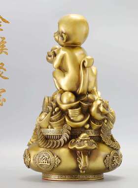 猴摆件金钱聚宝盆猴金猴聚财十二生肖猴吉祥物摆件工艺品铜猴