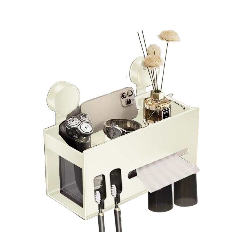 吸盘式可拆洗纸巾盒磁吸双牙刷杯置物架免打孔卫生间挂架收纳架 - 图0