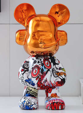 炫酷潮流DJ流体熊装饰摆件网红现代客厅家居酒柜电视柜装饰品批发