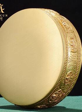 藏村八吉祥彩珠镶嵌曼扎盘修盘铜鎏金曼茶罗托盘摆件光面曼达装饰