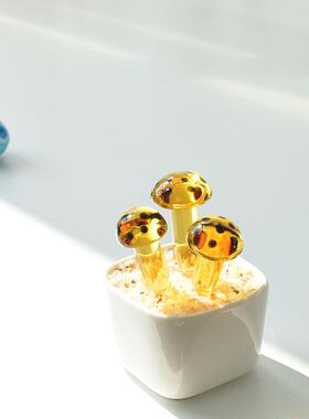 创意淄博琉璃摆件彷真多肉豆芽仙人掌办公桌解压微景盆栽植物礼物