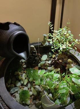 生态鱼缸陶瓷罐开口循环流水配件上水石水泵庭院花园造景装饰摆件