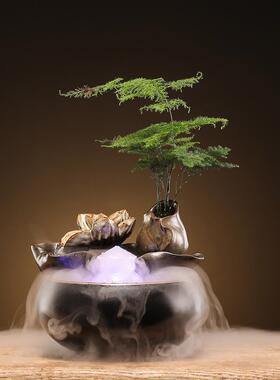 引进财富瑰宝流水饰品循环水客厅办公区桌面迷你玄关装修加湿开启