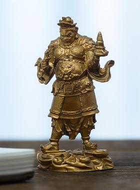 高档顺简修行风调雨四型天王摆件佛像黄铜大像模多闻天王广目天王