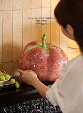 迷屿家居新中式陶瓷南瓜摆件 番安顺遂 中古风小众吉祥创意装饰品