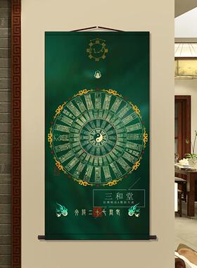 老君七十二符文客厅卷轴挂画中式装饰画丝绸布道家墙壁画国画挂轴