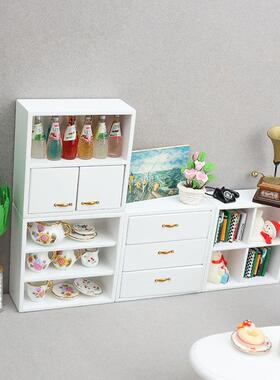 1:12袖珍模型组合柜展示柜娃娃屋微缩工艺品置物书柜迷你家具摆件