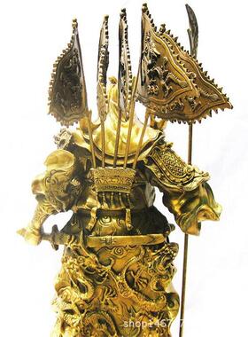 仿古纯铜九龙关公像关羽武财神神像铜器工艺品摆件