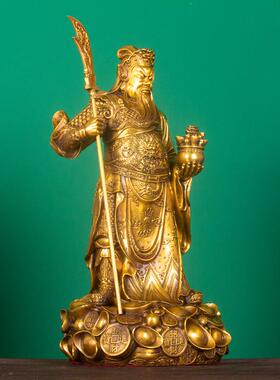 铜关公像供奉神像摆件客厅家用办公室黄铜武财神关公佛像铜像铜雕