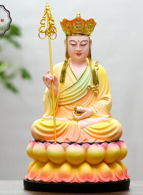 正品包邮树脂三佛粉像古彩地藏彩鎏金地藏王摆寺庙件家用唐藏菩萨
