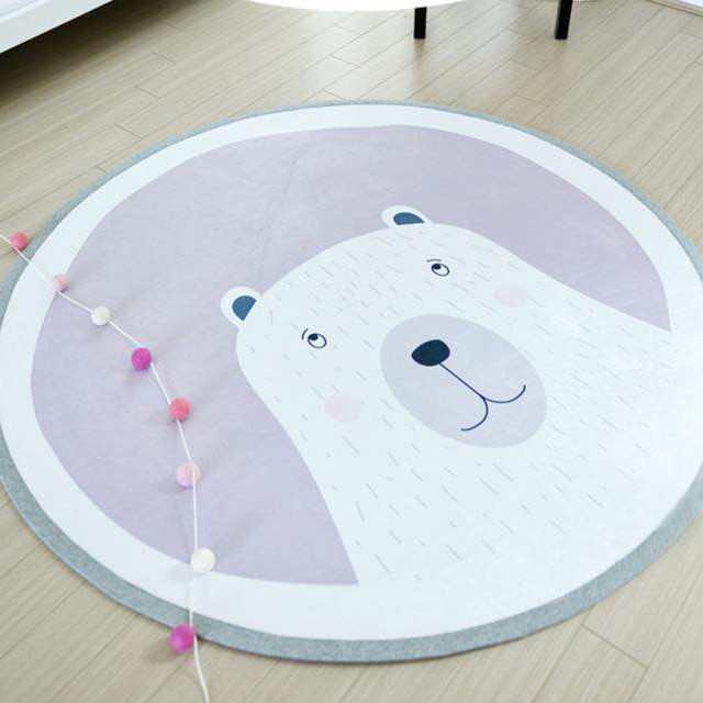 INS letter bear face rabbit round thickened non-slip carpet floor mat children's game mat tent bed curtain floor mat