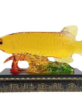 义乌货源树脂仿琉璃富贵招财金龙鱼摆件招财开业办公商务礼品